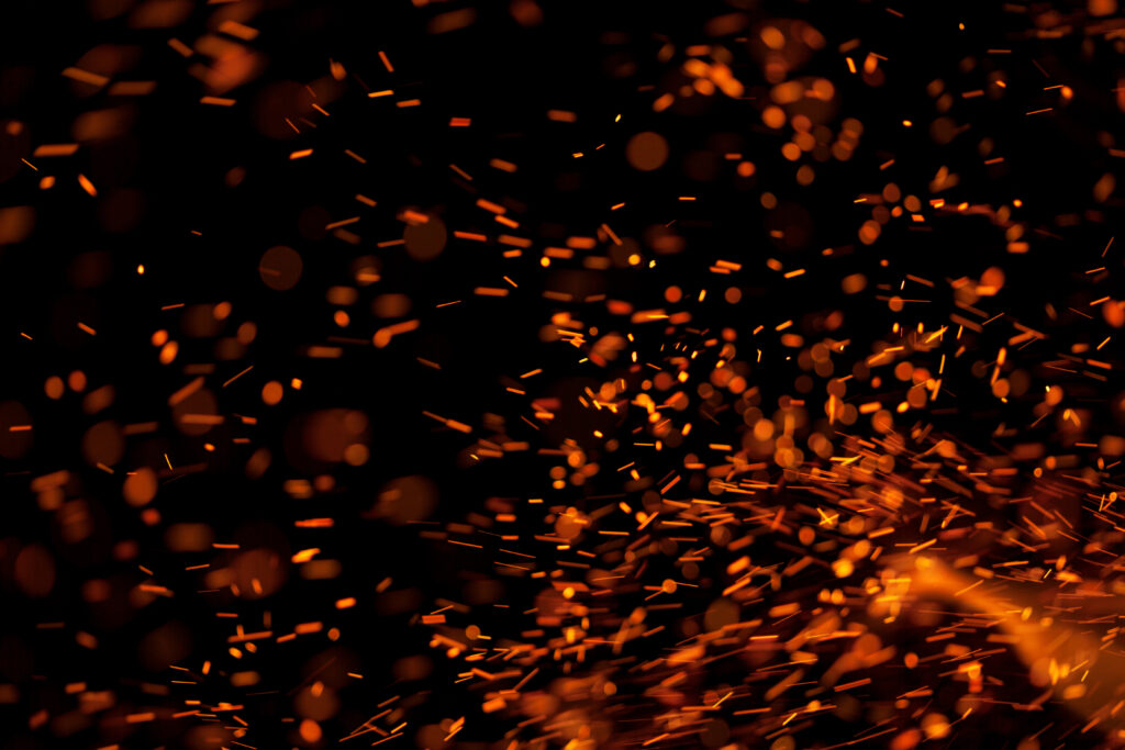 fire sparks isolated on black background